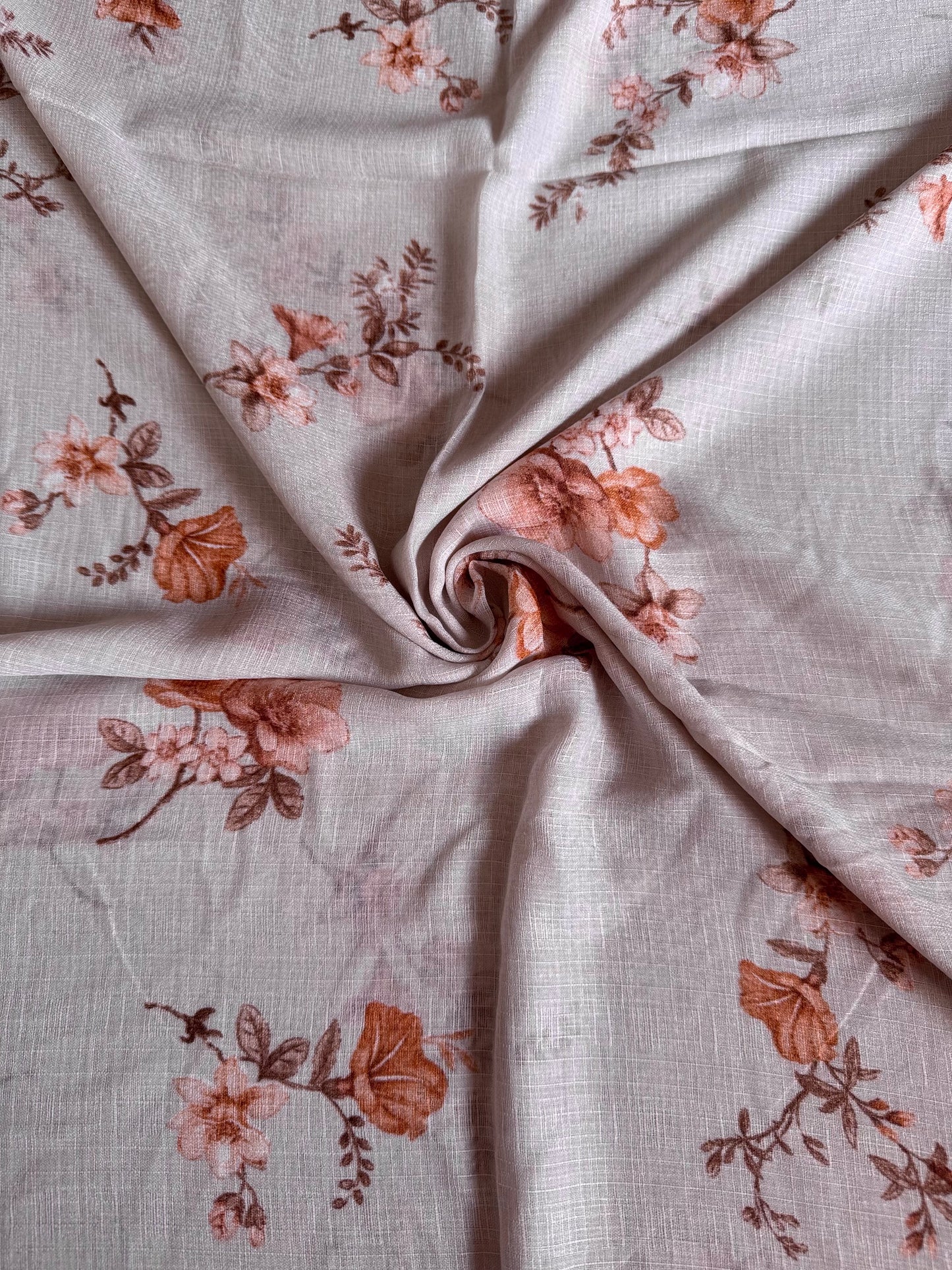 Silver Floral Print Lawn