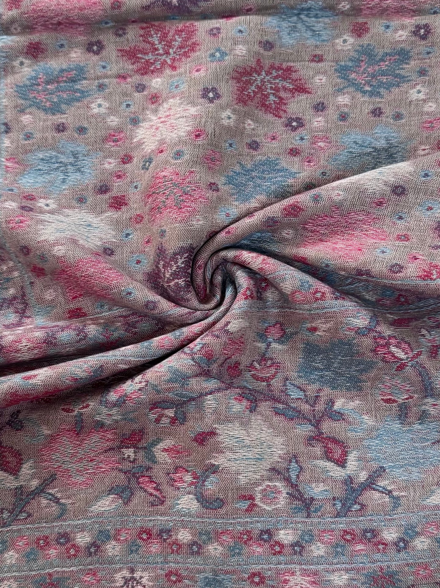 Grey Leaf Printed Pashmina