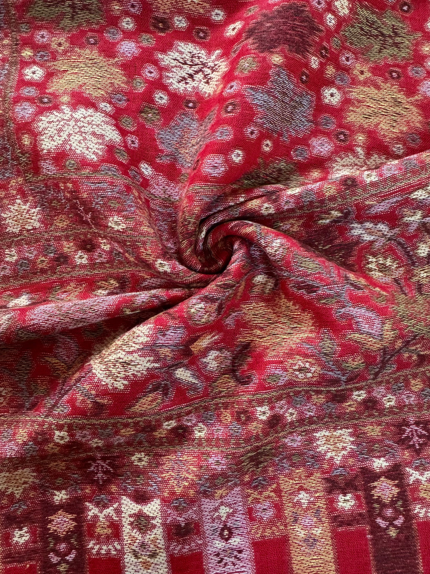 Red Leaf Printed Pashmina
