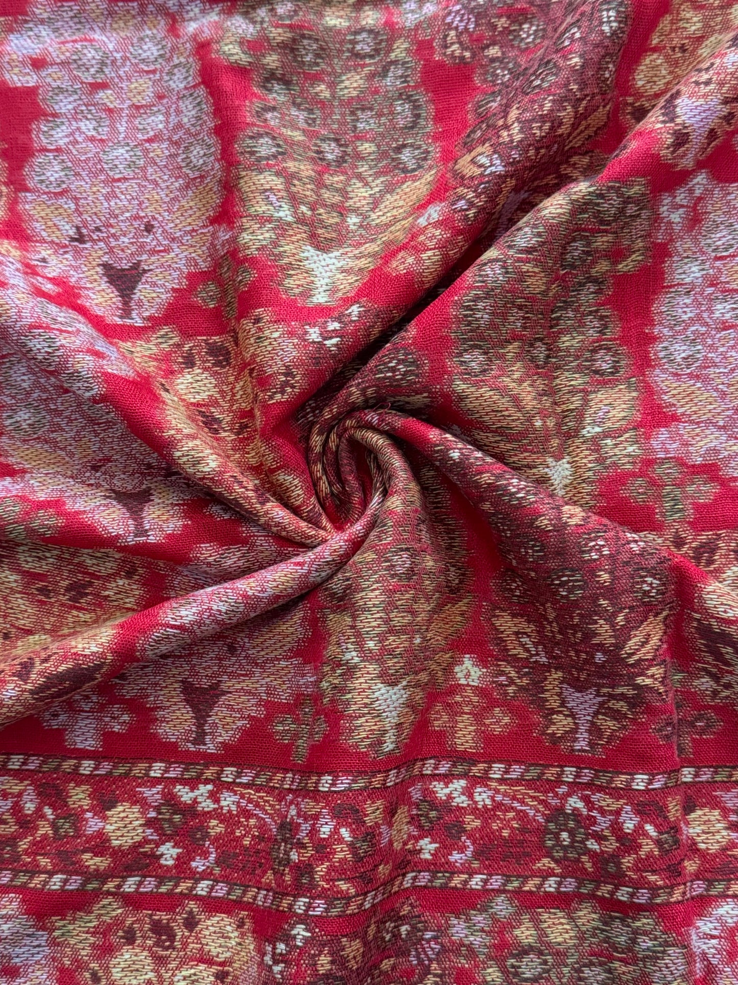 Red Carey Printed Pashmina