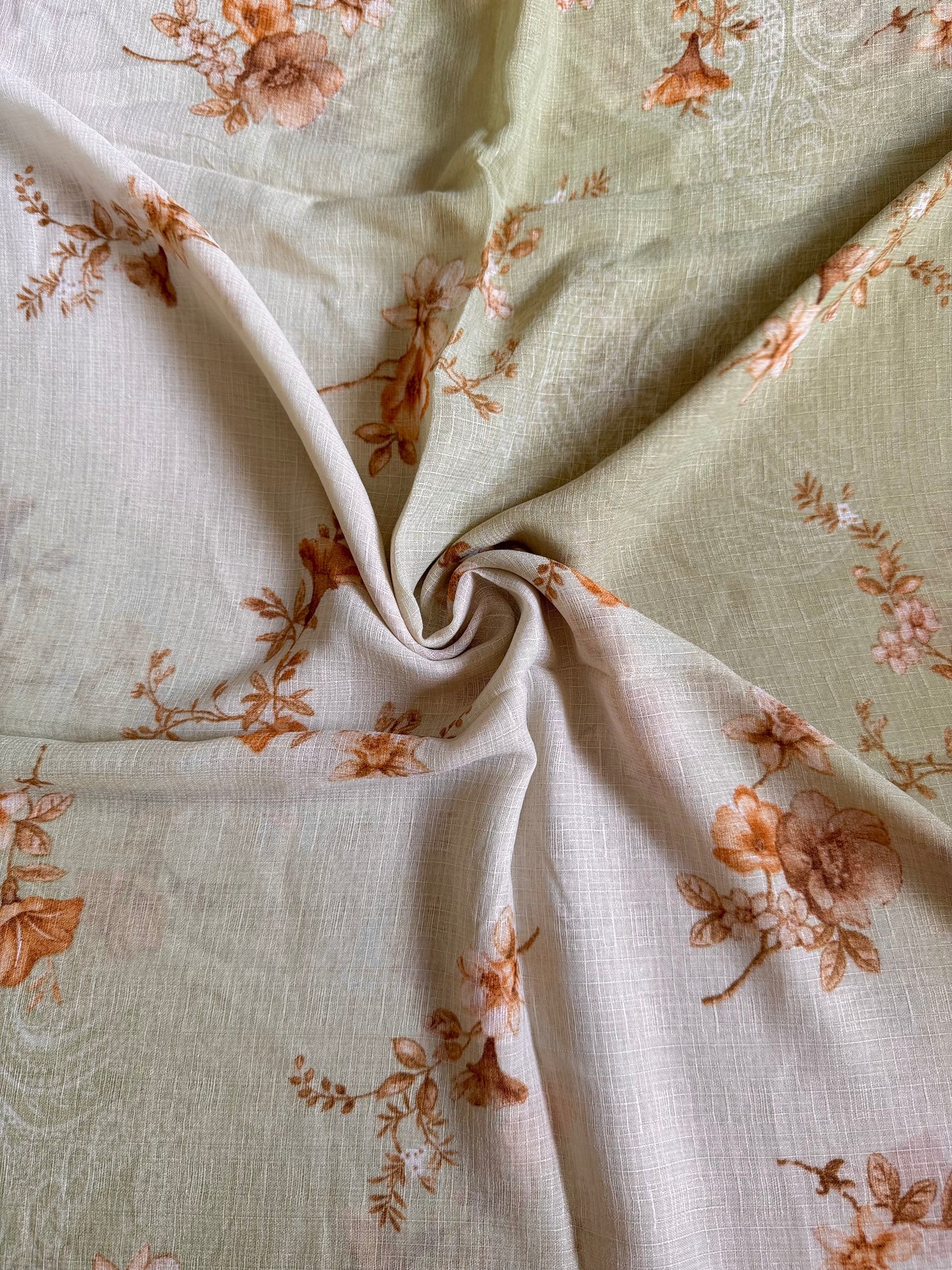 Green Floral Print Lawn