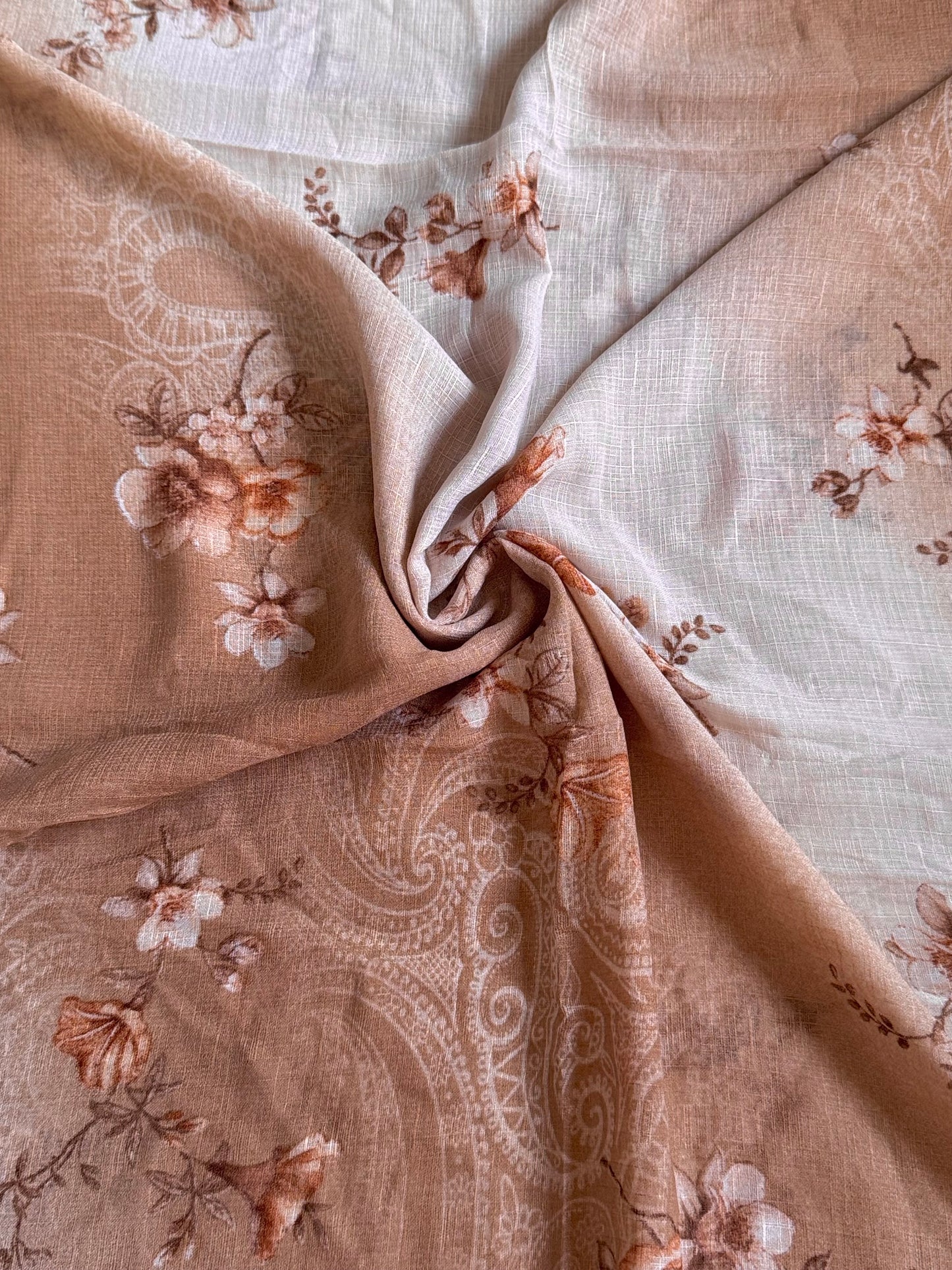 Brown Floral Print Lawn