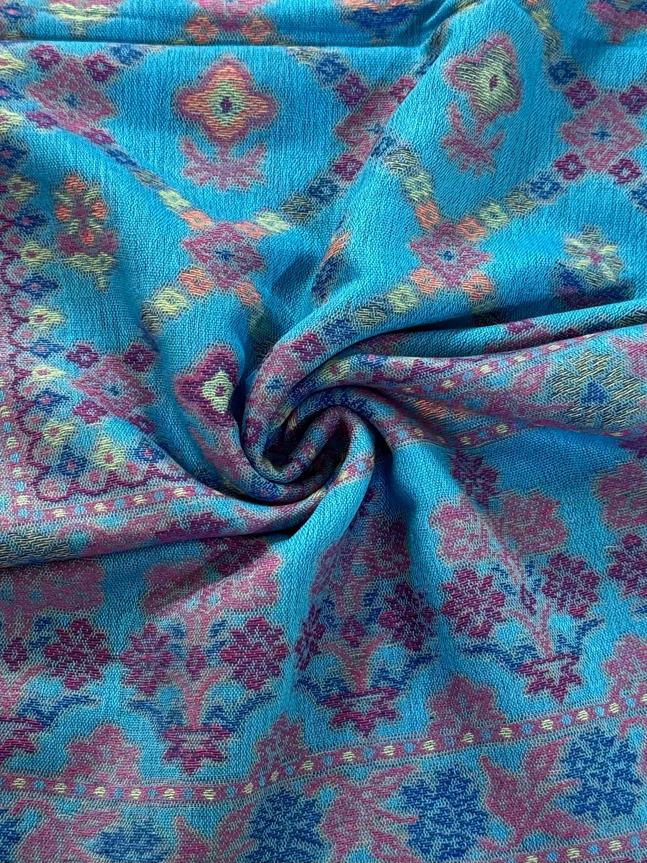 Blue Cross Printed Pashmina
