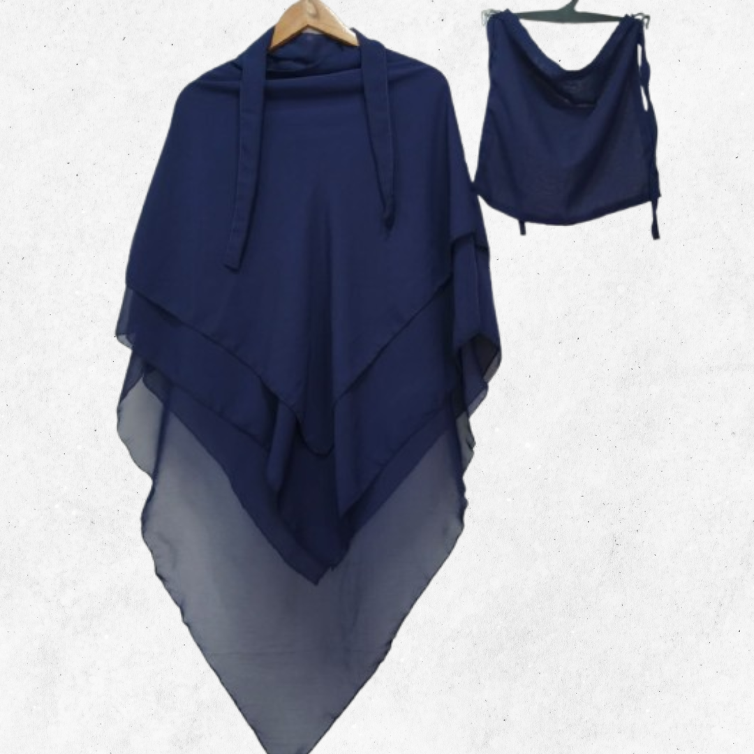 Dark Blue Khimar-Niqab Set