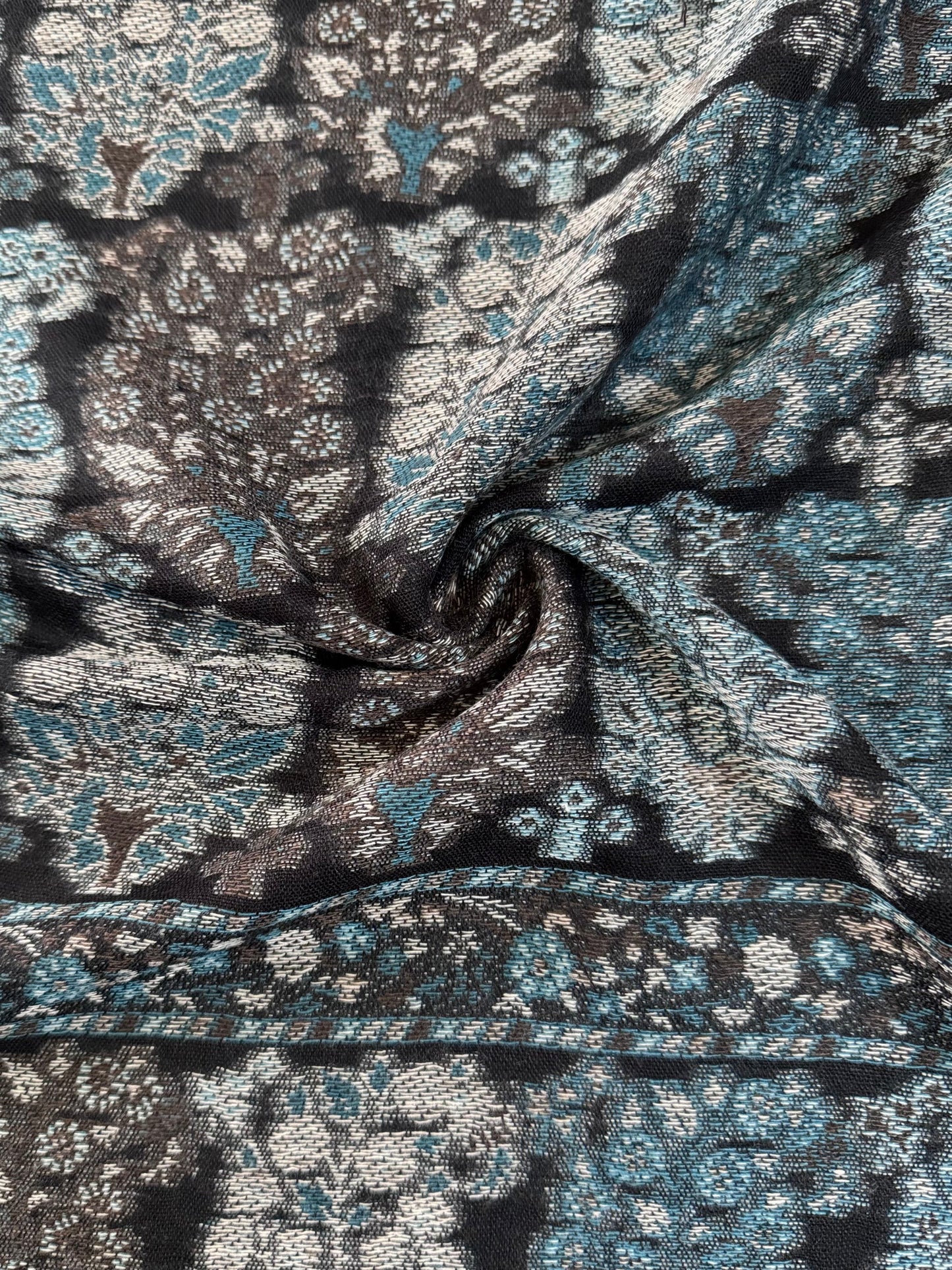 Black Carey Printed Pashmina