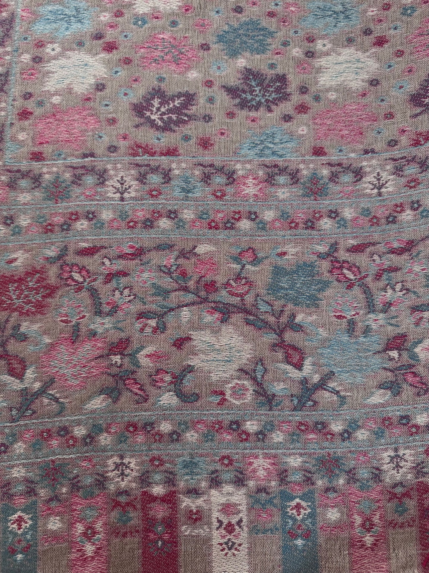 Grey Leaf Printed Pashmina