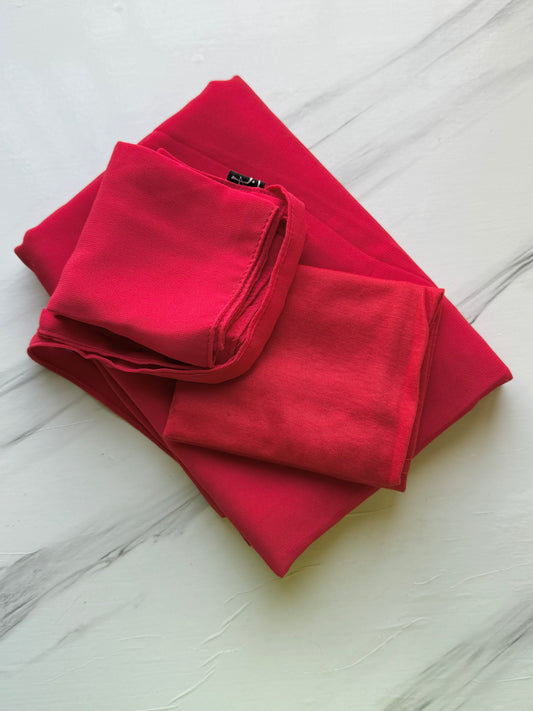 Red Hijab-Niqab-Cap Set