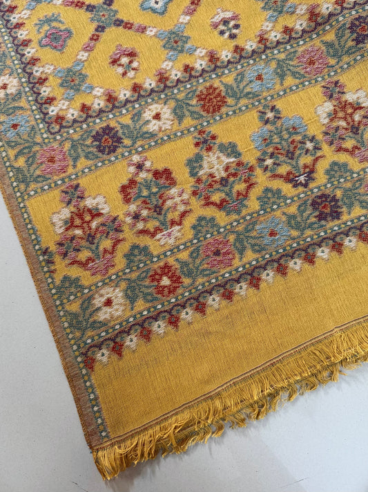 Yellow Cross Print Pashmina