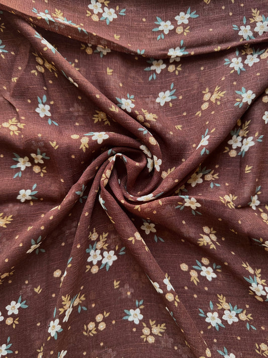 Brown Floral Lawn