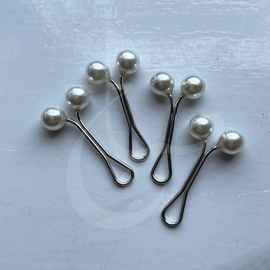 Pack of 4 White Pearl Pins