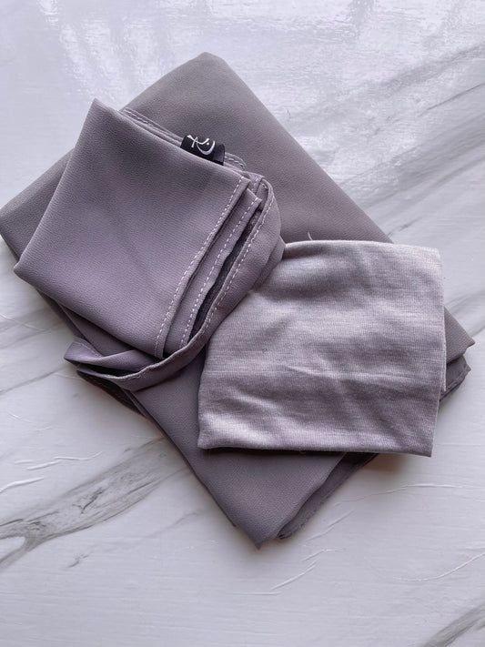 Grey Hijab-Niqab-Cap Set