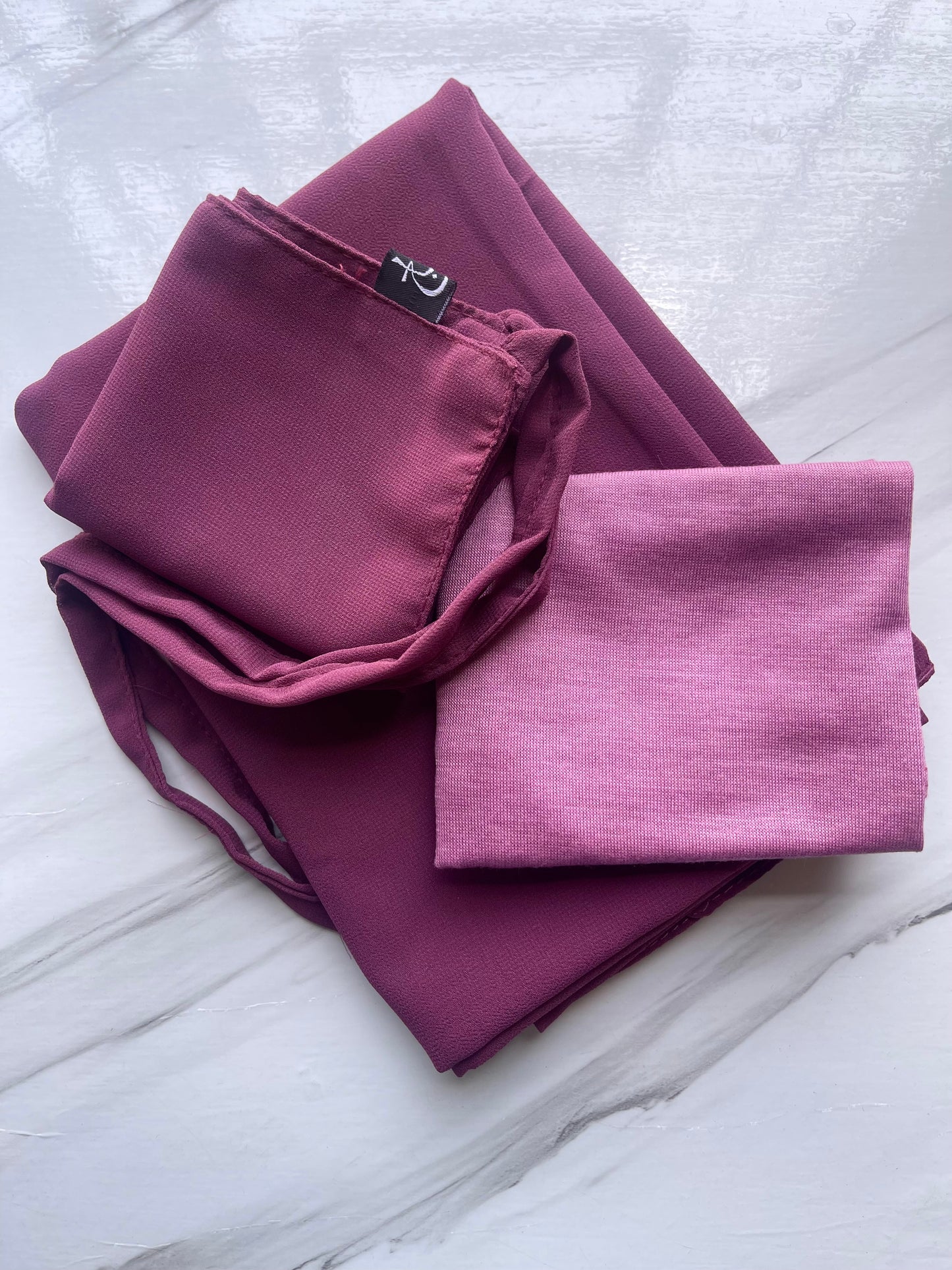 Plum Hijab-Niqab-Cap Set