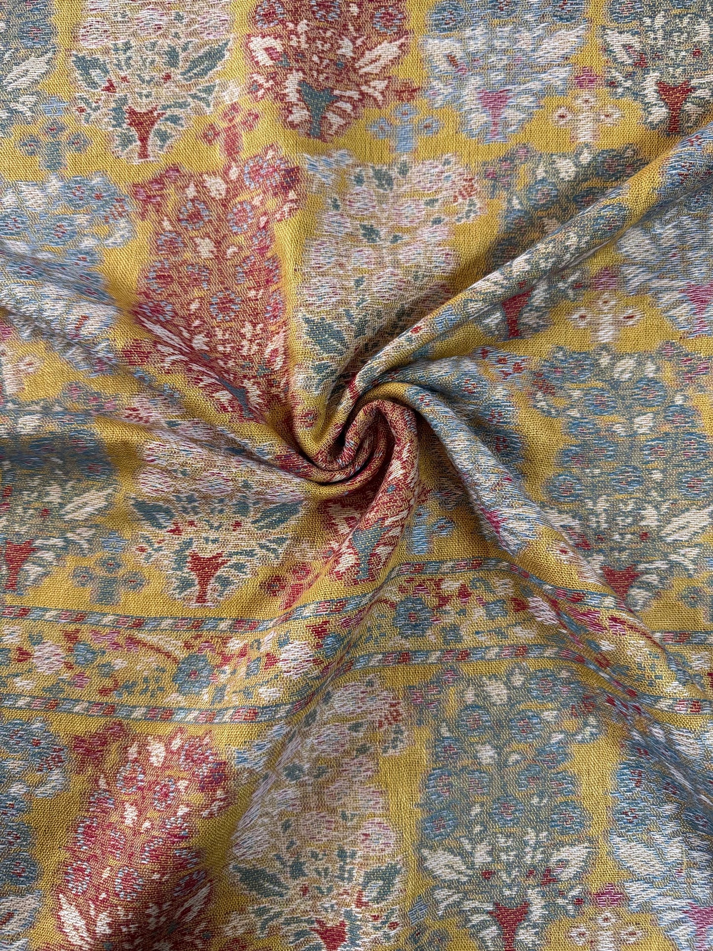 Yellow Carey Printed Pashmina