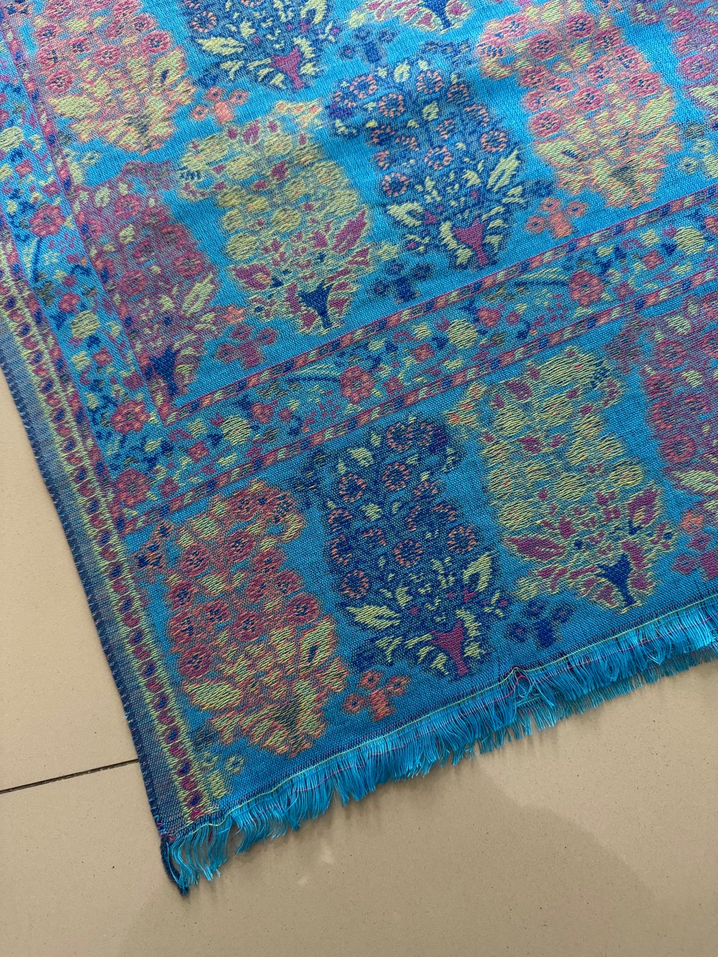Blue Carey Printed Pashmina