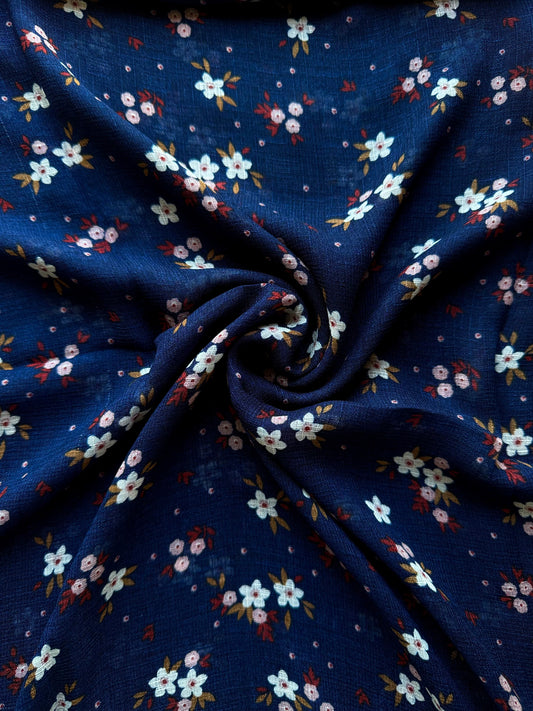 Dark Blue Floral Lawn