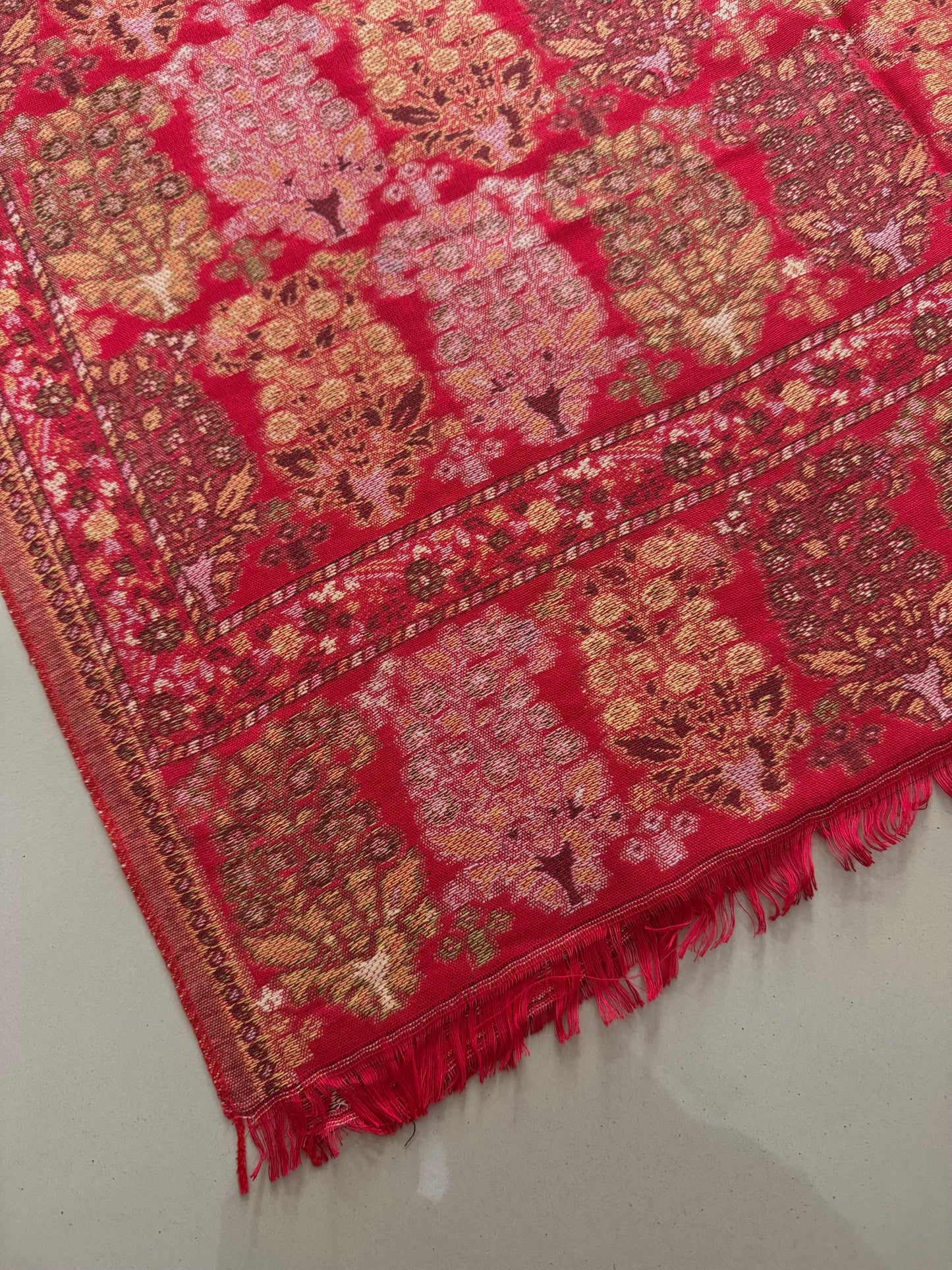 Red Carey Printed Pashmina