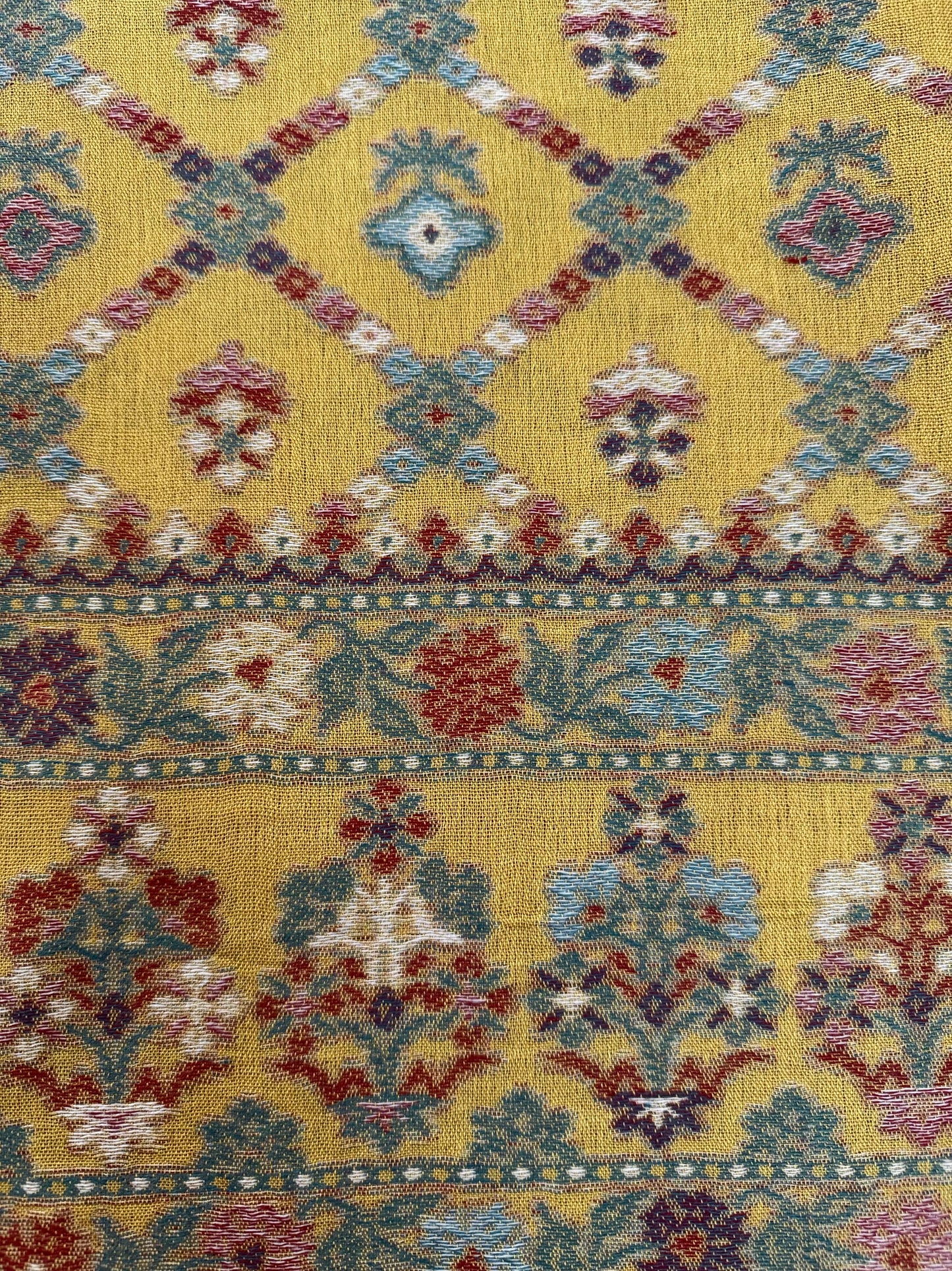 Yellow Cross Print Pashmina