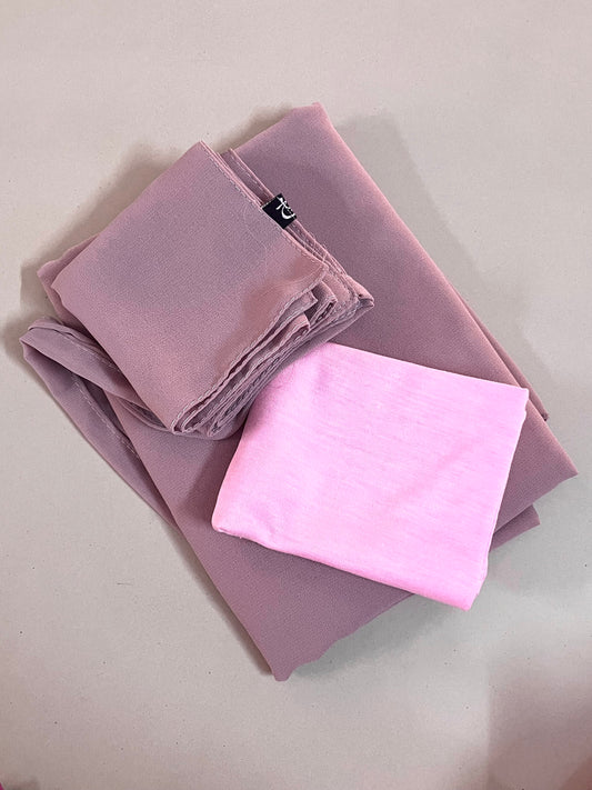Dust Pink Hijab-Niqab-Cap Set