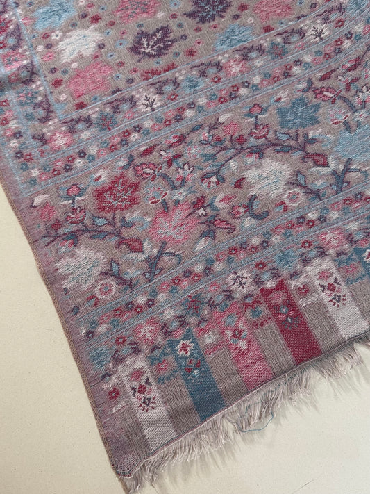 Grey Leaf Printed Pashmina