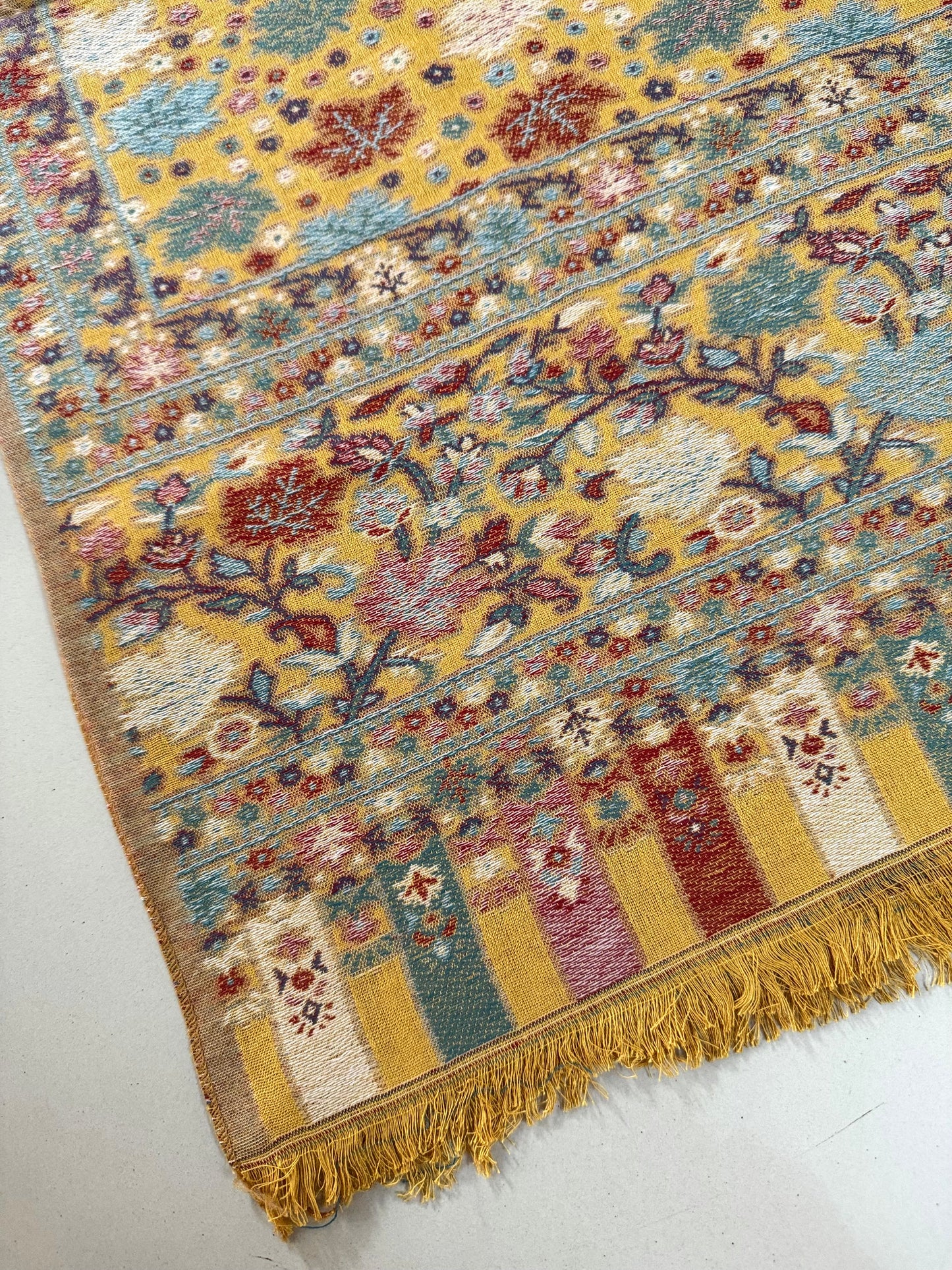 Yellow Leaf Printed Pashmina